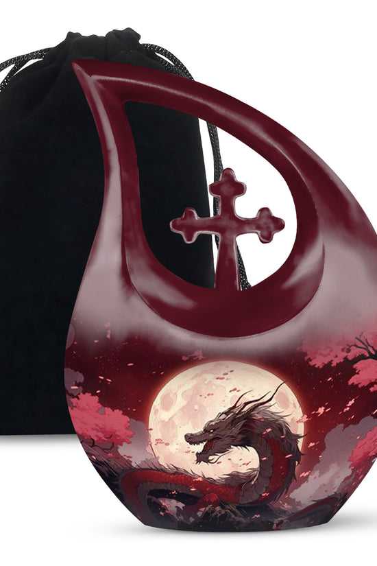 Red Artistic Dragon Memorial Urn - Beautiful Funeral Urn For Adult Ashes