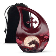 Red Artistic Dragon Memorial Urn - Beautiful Funeral Urn For Adult Ashes