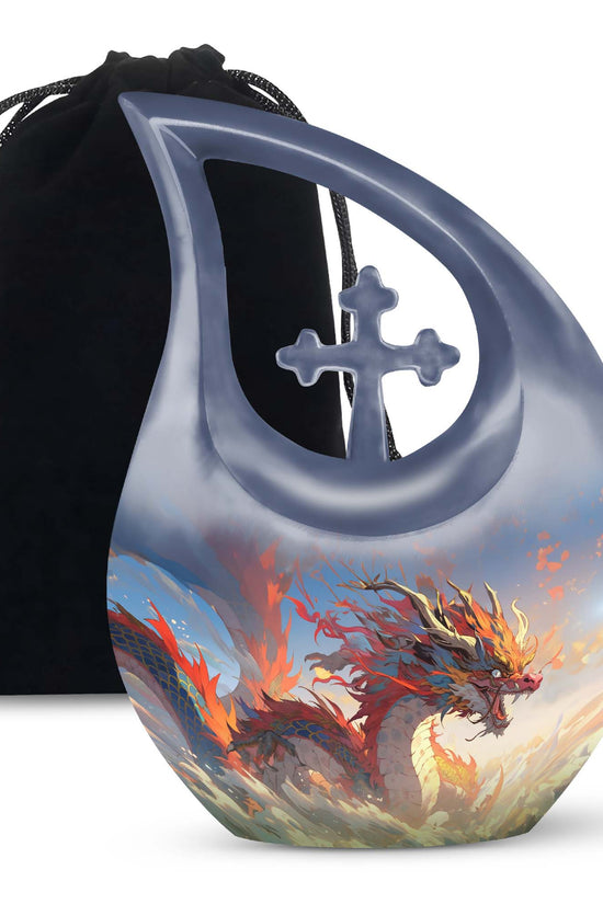 Golden Phoenix Dragon Funeral Urn For Human Ashes - Decorative Memorial Urn