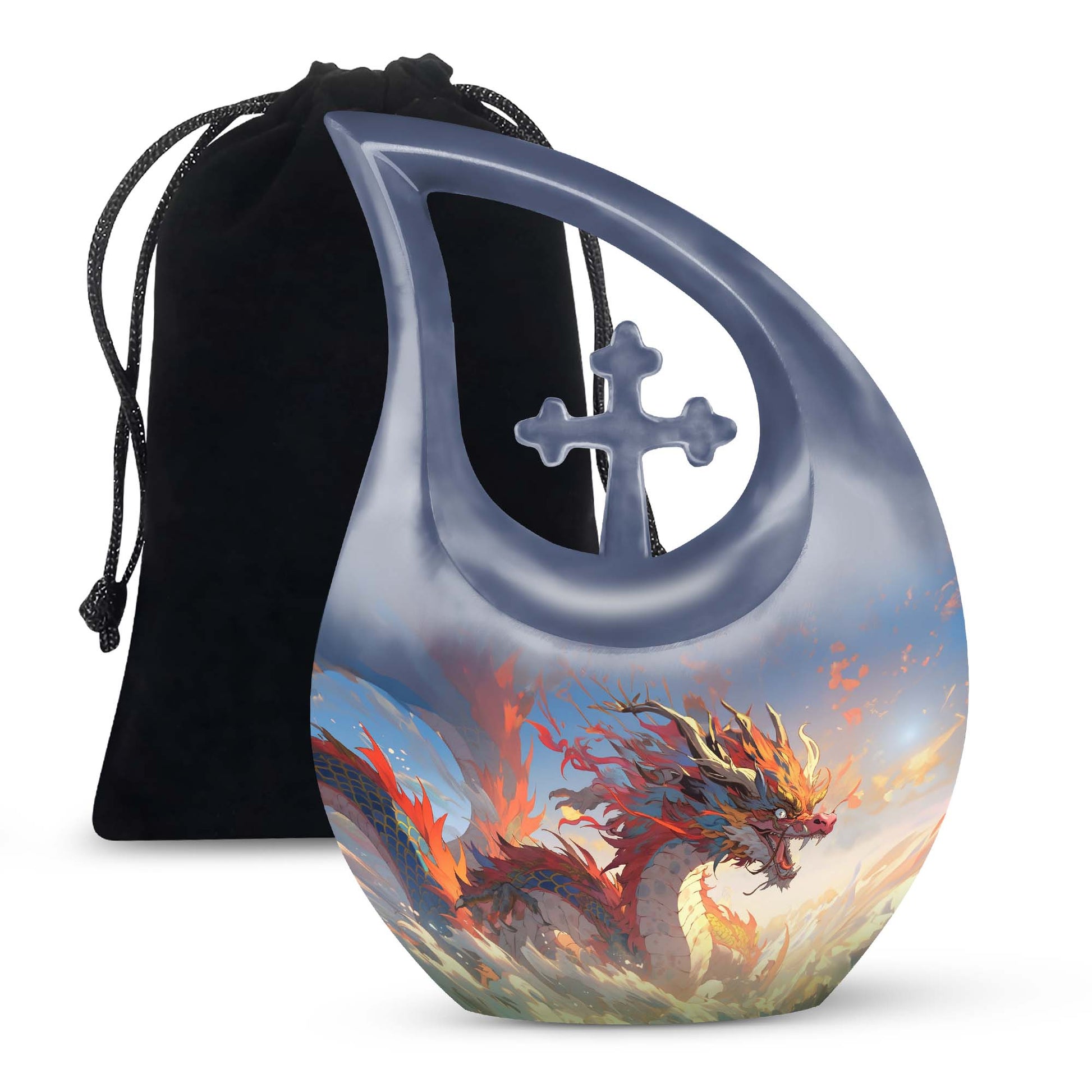 Golden Phoenix Dragon Funeral Urn For Human Ashes - Decorative Memorial Urn