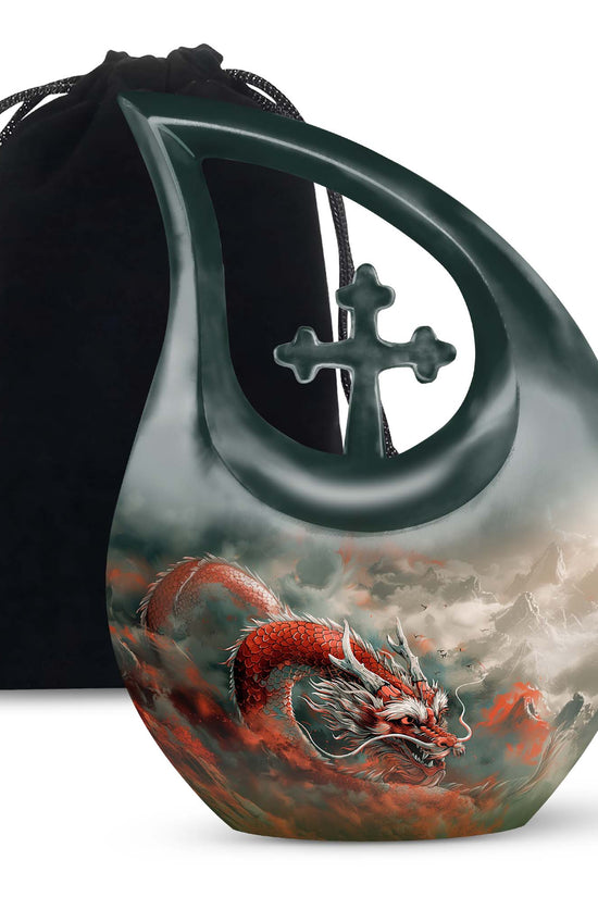 Midnight Dragon Moon Cremation Urn - Black Aluminium Urn For Adult Ashes