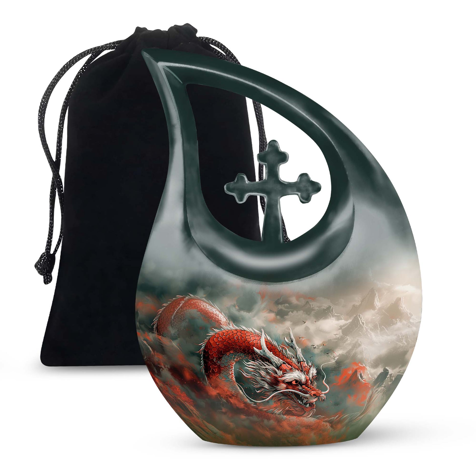 Midnight Dragon Moon Cremation Urn - Black Aluminium Urn For Adult Ashes
