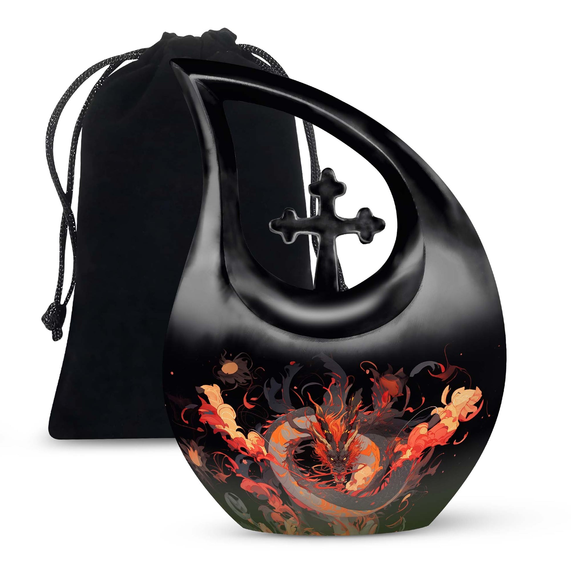 Dragon Fantasy Cremation Urn For Human Ashes - Aluminium Black Memorial Urn