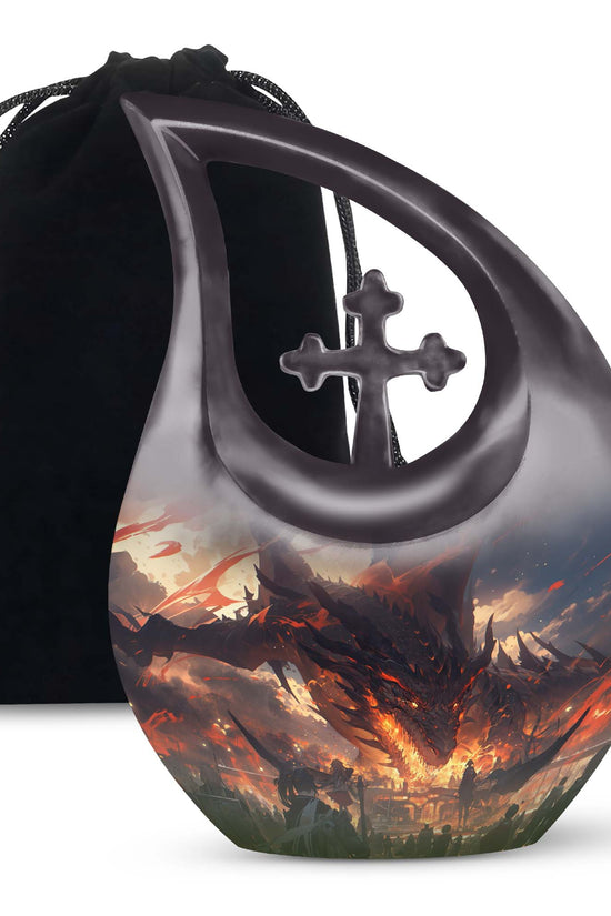 Royal Black Dragon Memorial Urn - Decorative Funeral Urn For Human Ashes