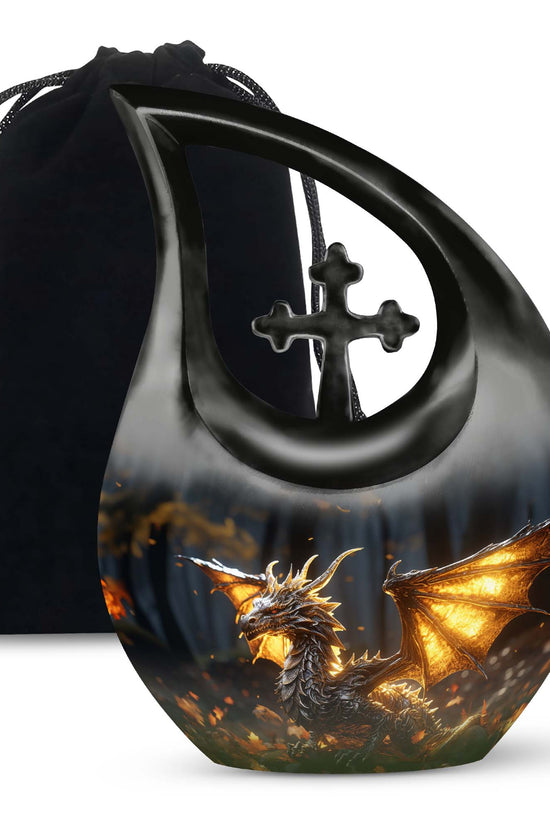 Golden Dragon Treasure Funeral Urn For Ashes - Luxury Memorial Urn