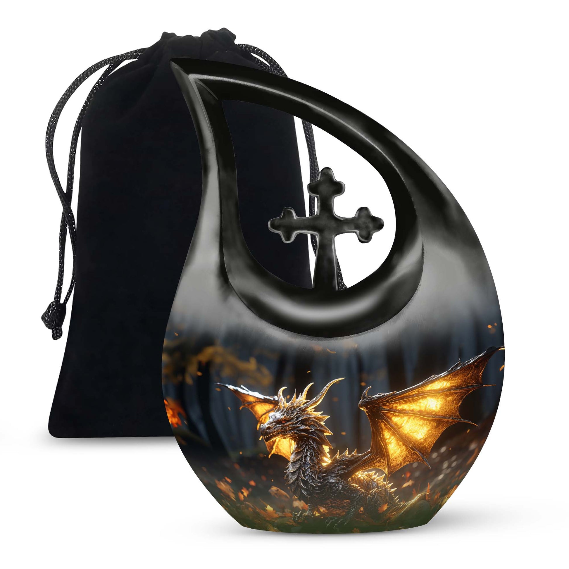 Golden Dragon Treasure Funeral Urn For Ashes - Luxury Memorial Urn