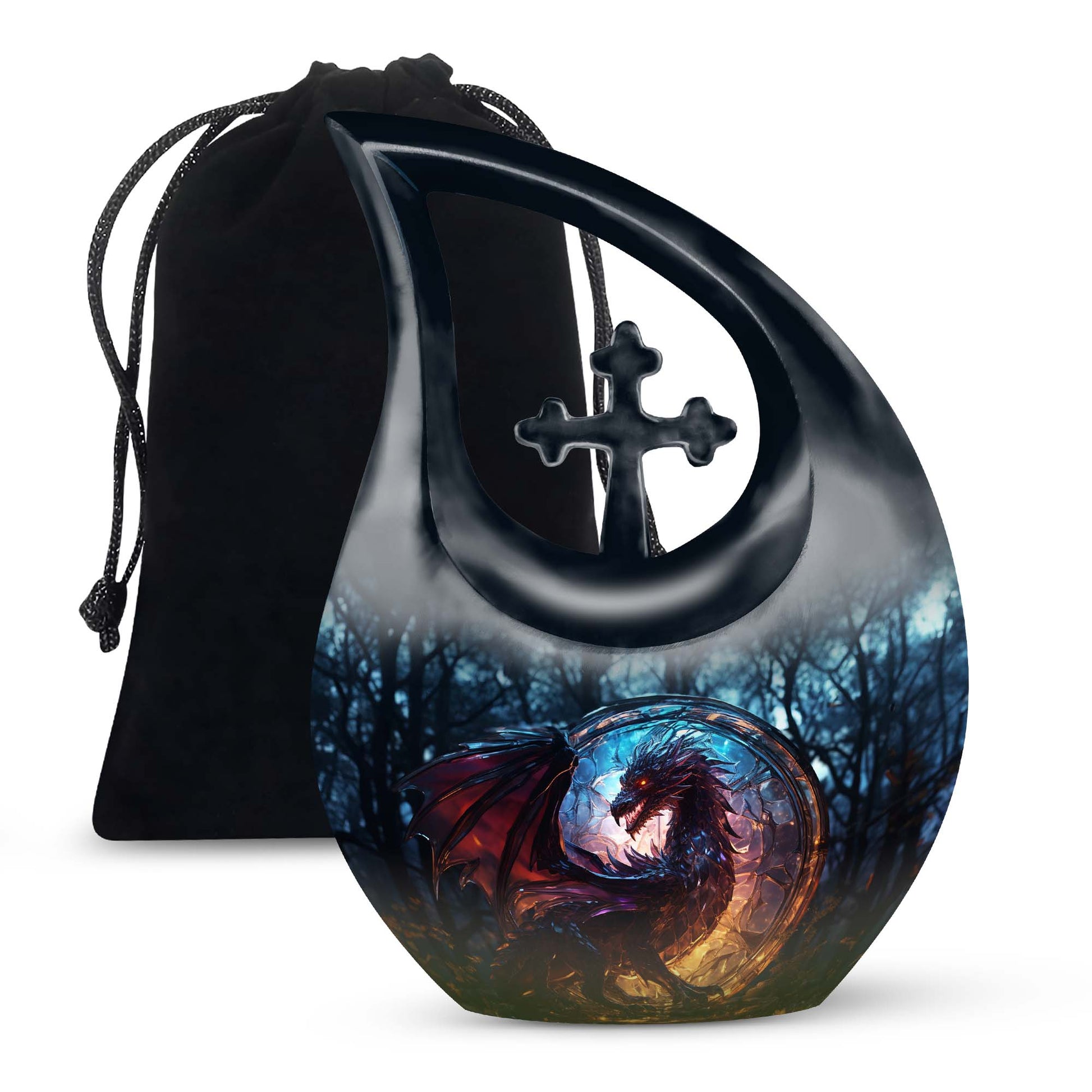 Blue Thunder Dragon Memorial Urn For Ashes - Decorative Cremation Urn