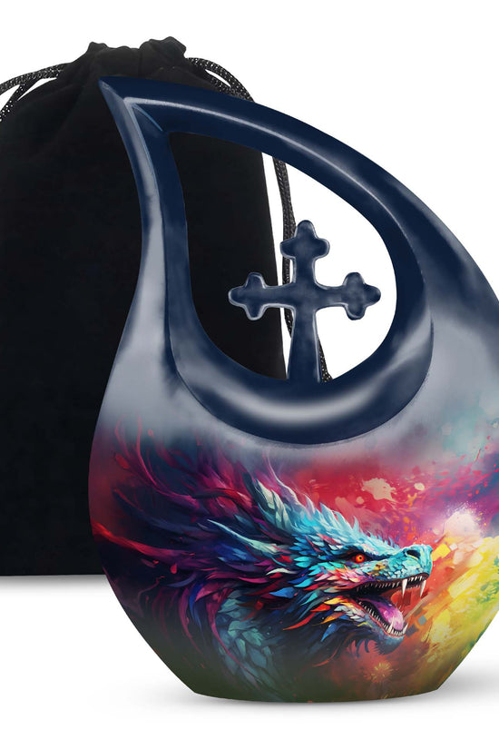 Colourful Artistic Cremation Urn - Large Memorial Urn For Adult Ashes