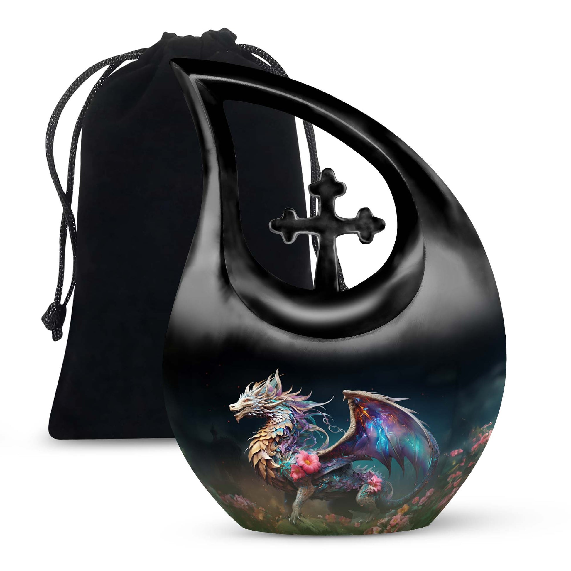 Dragon Warrior Theme Funeral Urn - Scenic Aluminium Memorial Urn For Ashes