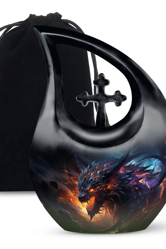 Dragon Flame Warrior Funeral Urn For Ashes - Premium Aluminium Memorial Urn