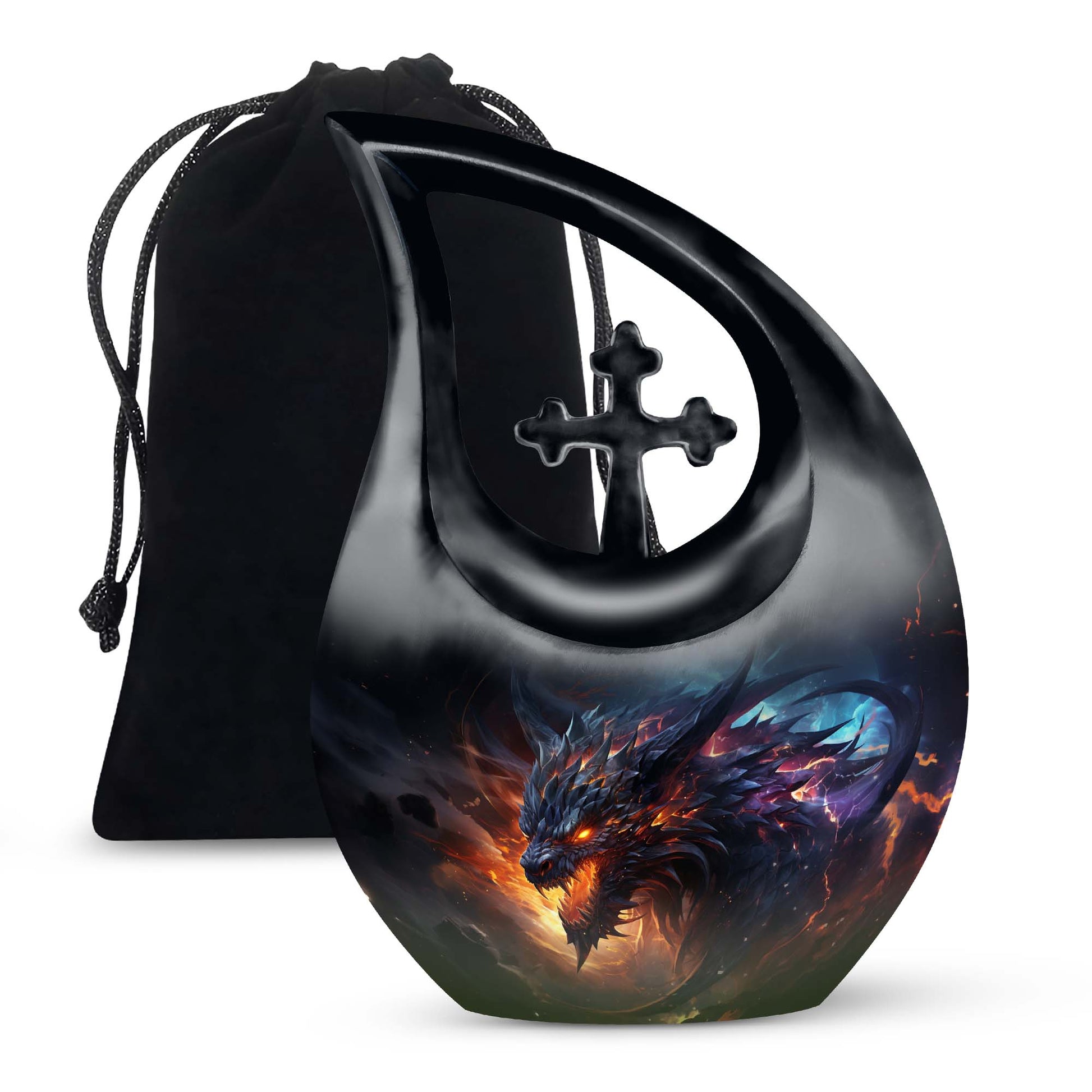 Dragon Flame Warrior Funeral Urn For Ashes - Premium Aluminium Memorial Urn