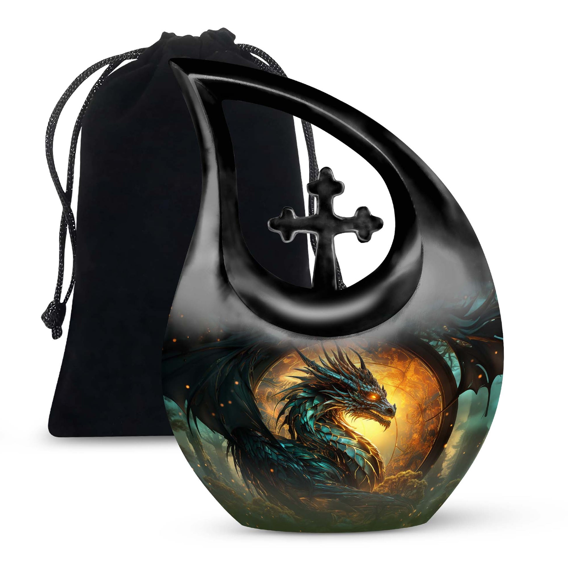 Dragon Warrior Funeral Urn - Aluminium Cremation Urn For Adult Ashes