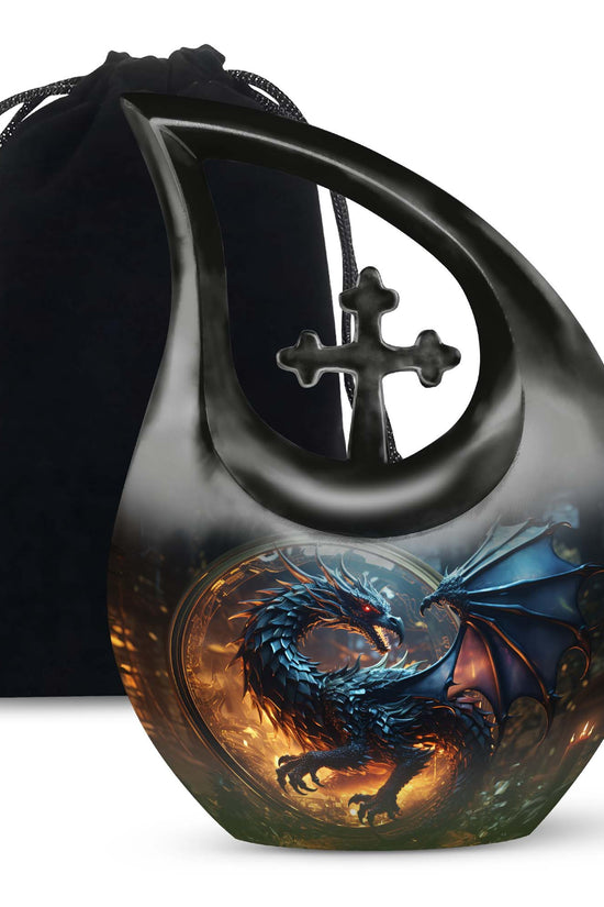 Purple Mystic Dragon Cremation Urn For Ashes - Fantasy Memorial Urn
