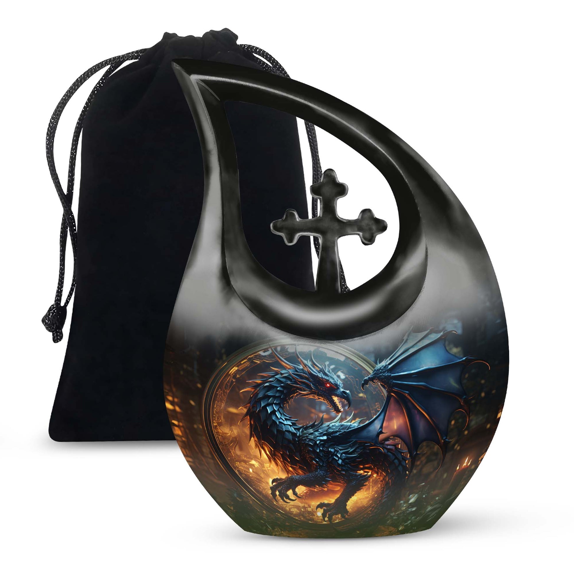 Purple Mystic Dragon Cremation Urn For Ashes - Fantasy Memorial Urn