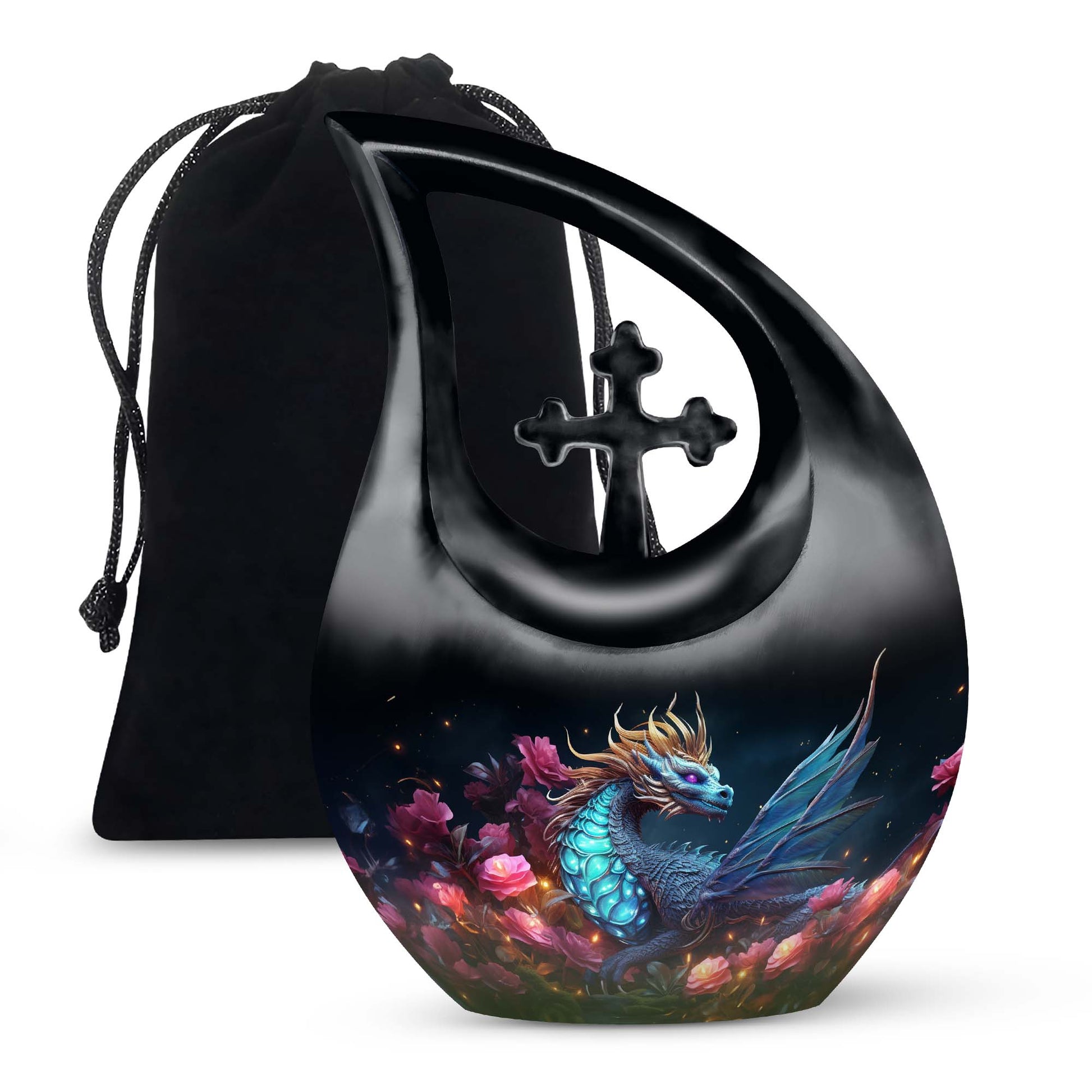 Dragon Theme Funeral Urn - Red Artistic Cremation Urn For Adult Ashes