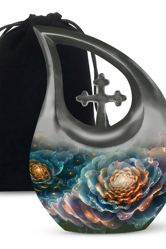 Flower Theme Cremation Urn - Large Memorial Urn For Adult Ashes