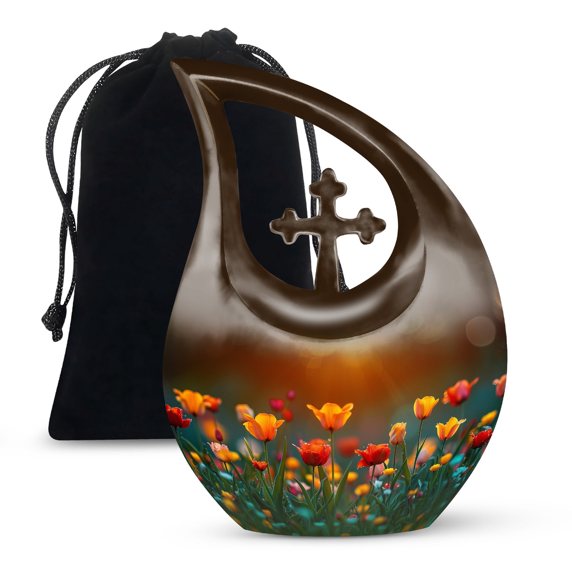Tulip Garden Memorial Urn - Flower Theme Funeral Urn For Ashes