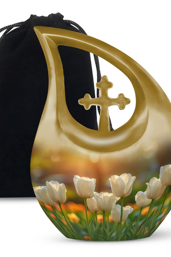 Peaceful Tulip Funeral Urn - Large Memorial Urn For Human Ashes