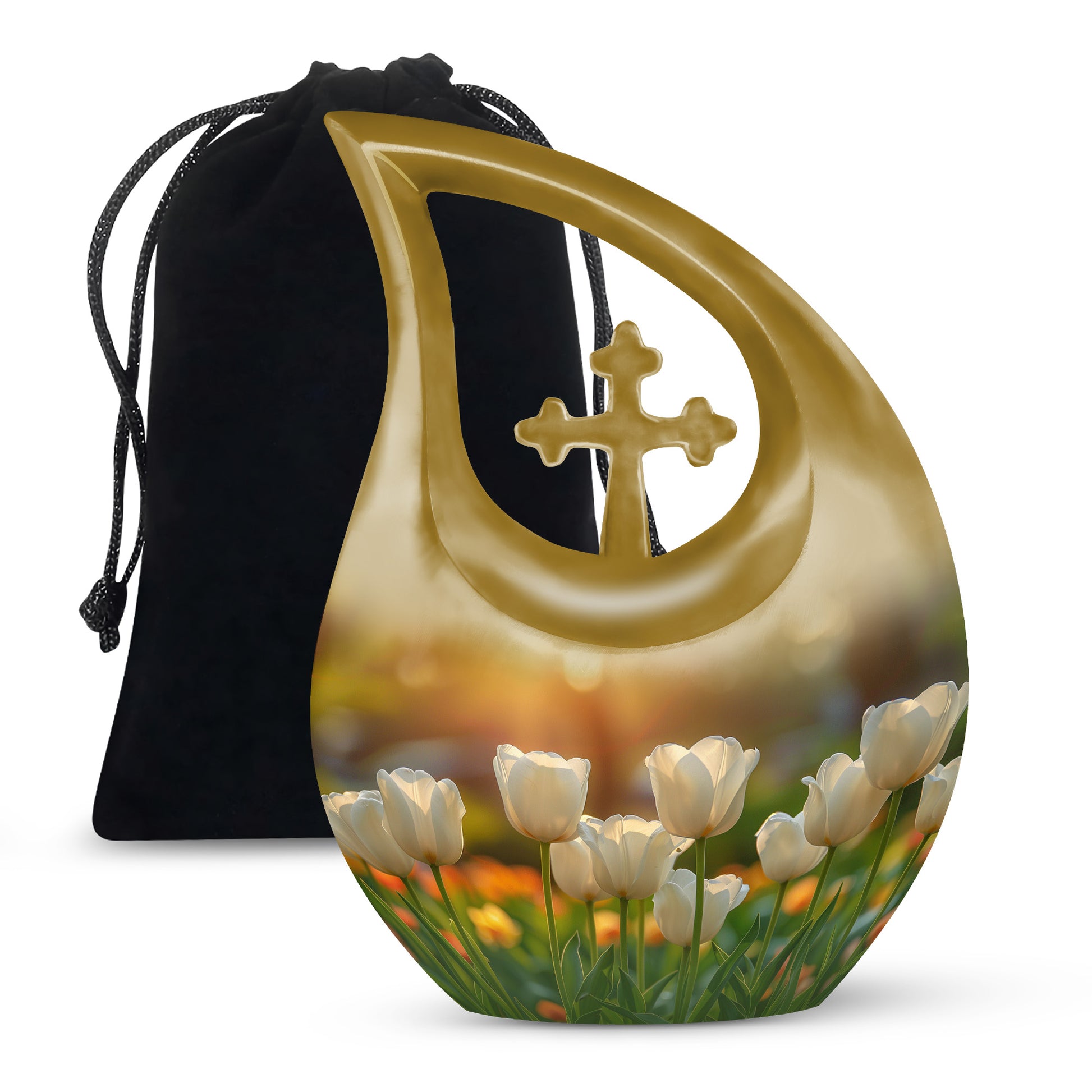 Peaceful Tulip Funeral Urn - Large Memorial Urn For Human Ashes