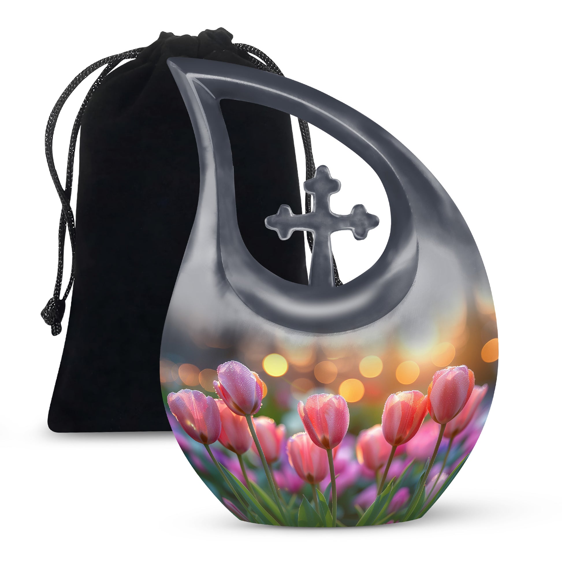 Pink Flower Funeral Urn - Decorative Adult Cremation Urn For Ashes