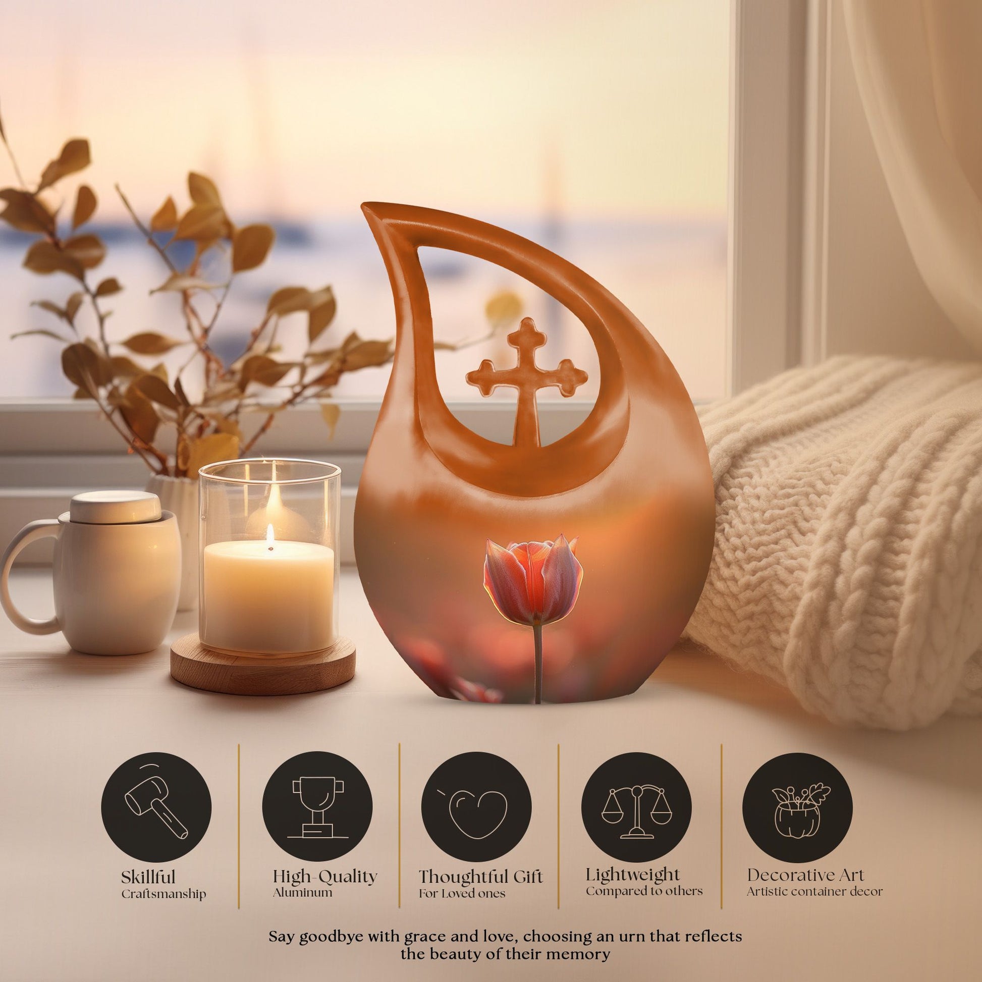 Flowers Urns For Ashes - Cremation Urns For Human Ashes Adult Set
