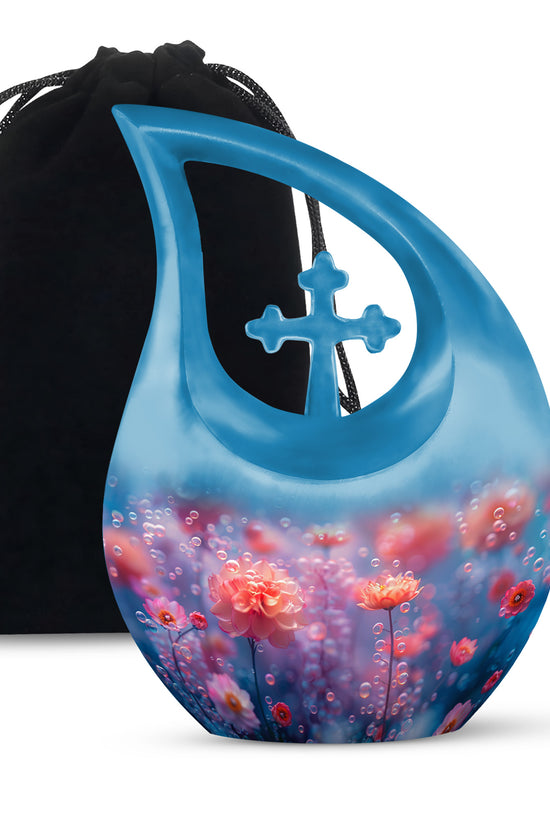 Pink Fantasy Floral Urn - Elegant Memorial Cremation Urn For Ashes