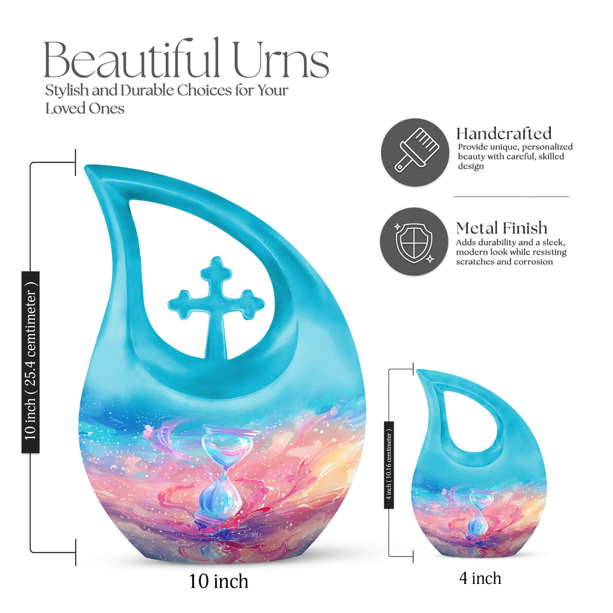 Sand Clock Urns For Ashes - Cremation Urns For Human Ashes Adult Black