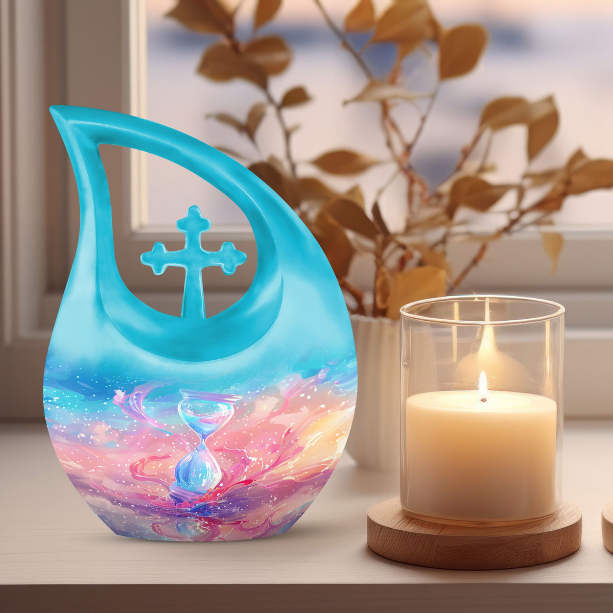 Sand Clock Urns For Ashes - Cremation Urns For Human Ashes Adult Black