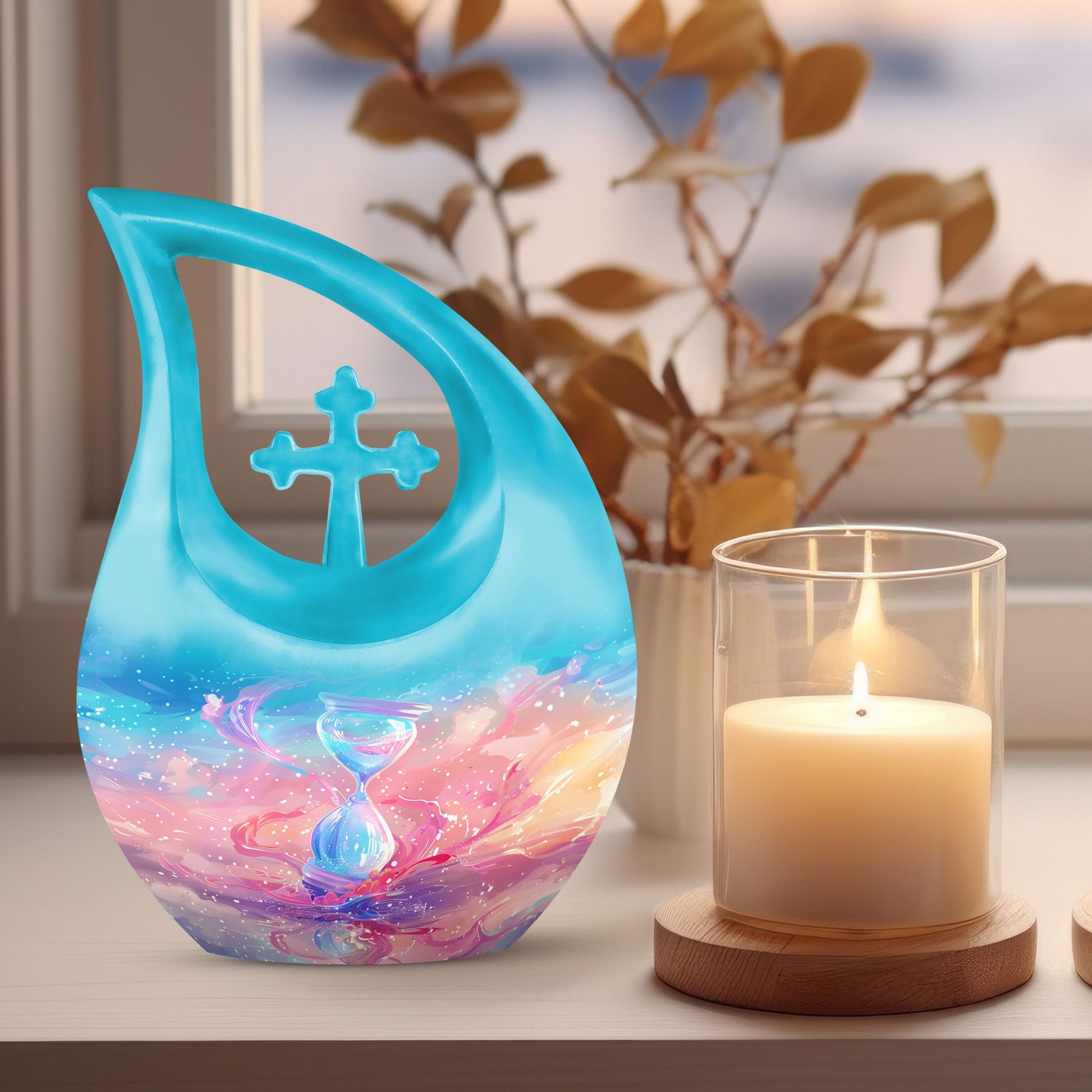 Sand Clock Urns For Ashes - Cremation Urns For Human Ashes Adult Black