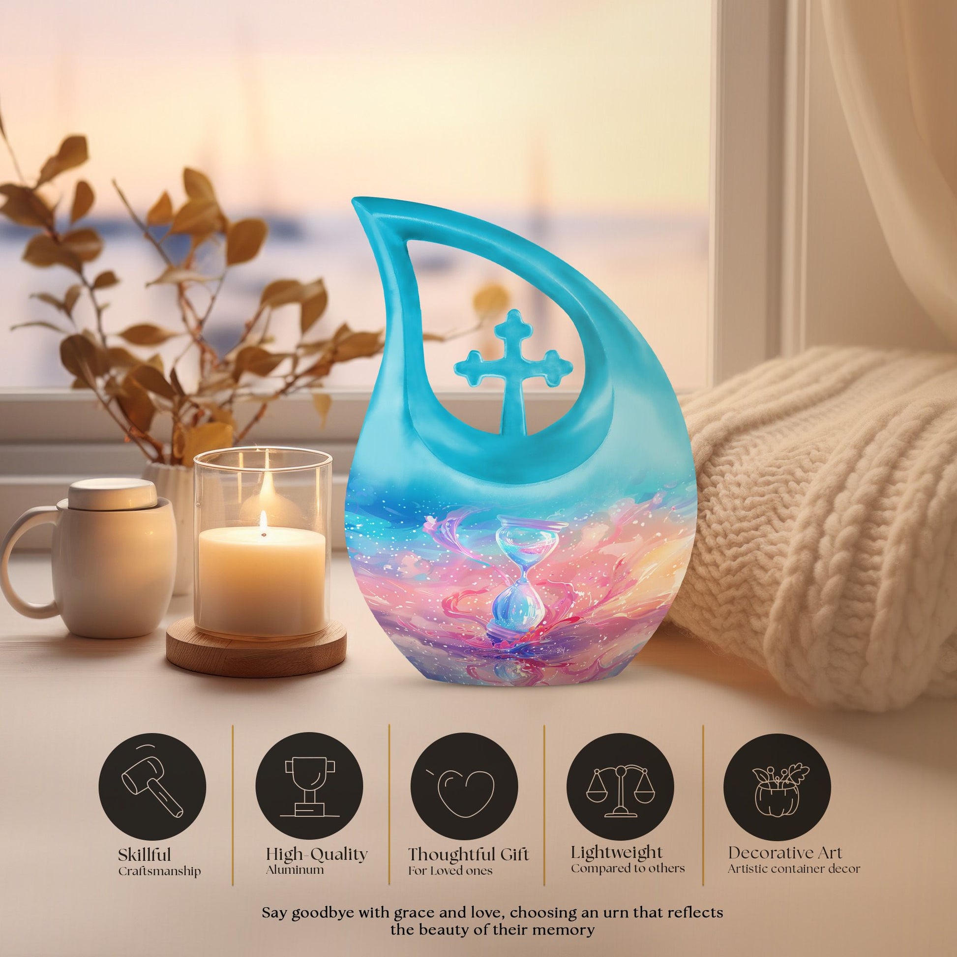 Sand Clock Urns For Ashes - Cremation Urns For Human Ashes Adult Black