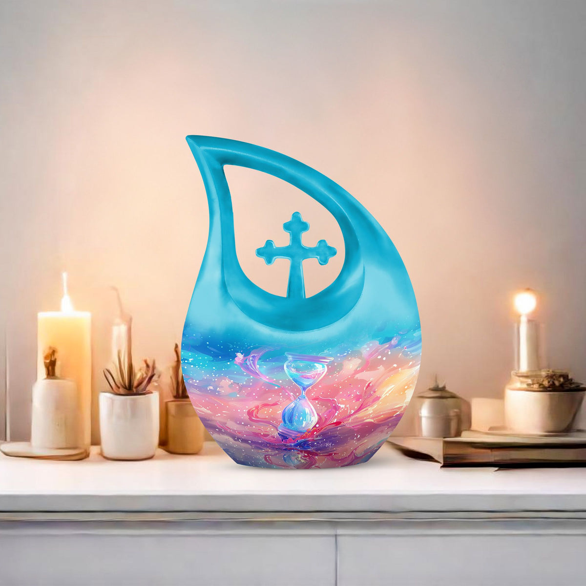 Sand Clock Urns For Ashes - Cremation Urns For Human Ashes Adult Black