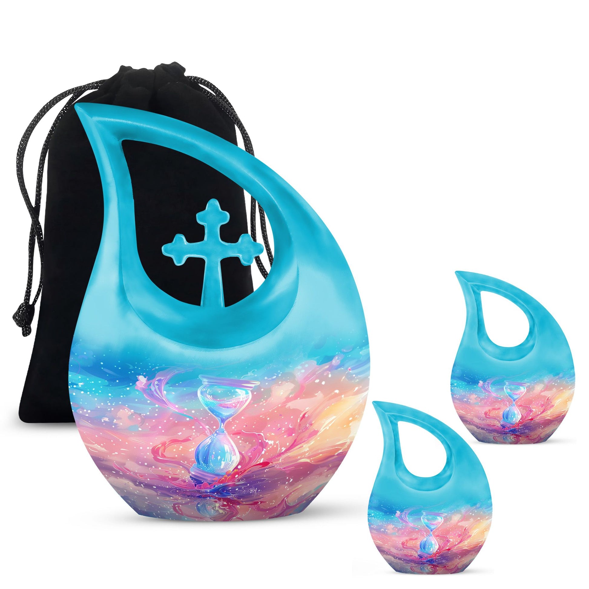 Sand Clock Urns For Ashes - Cremation Urns For Human Ashes Adult Black