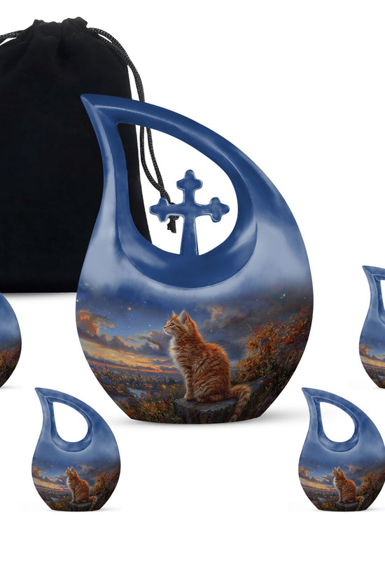 Cat Urns For Ashes - Urn With Keepsake Combo