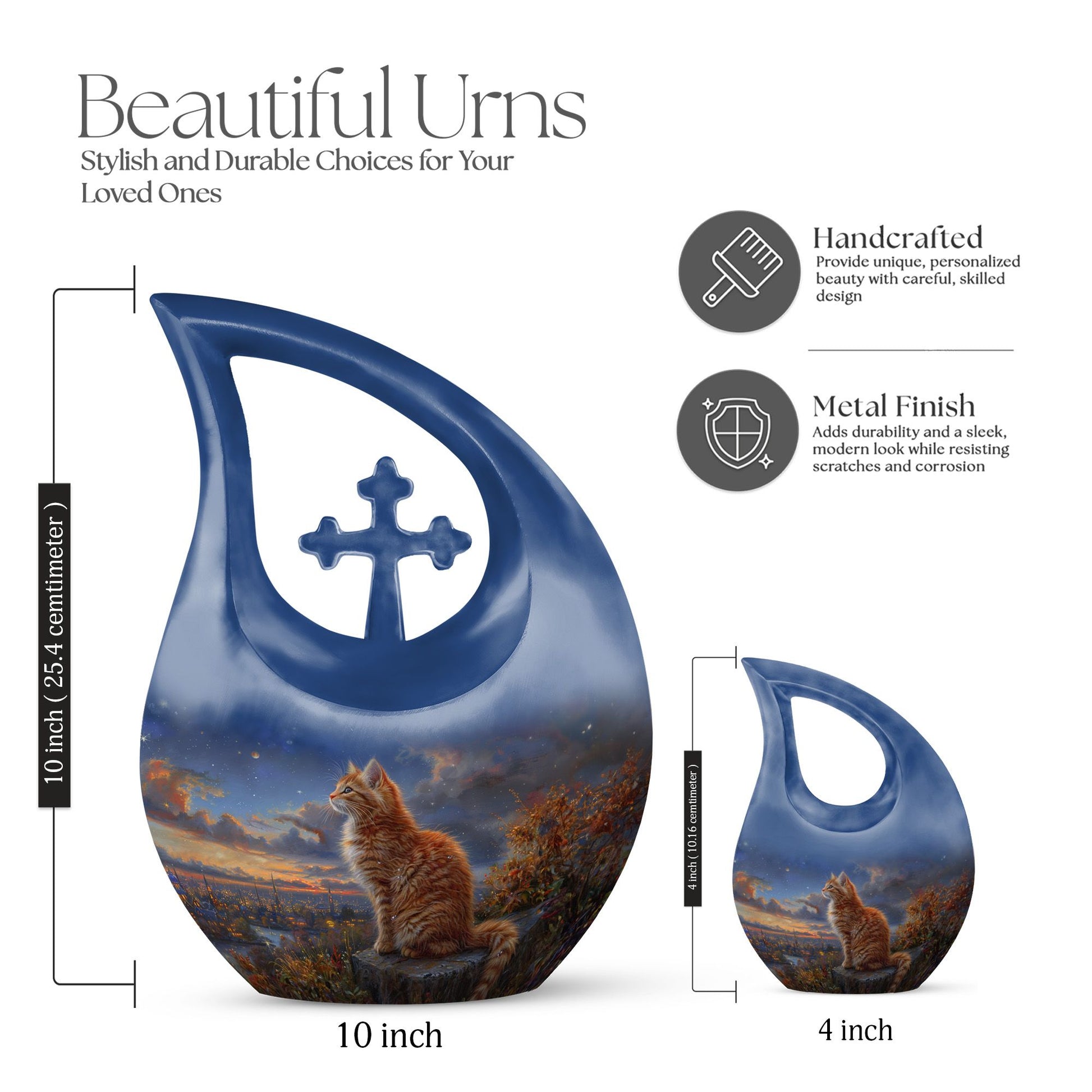 Cat Urns For Ashes - Urn With Keepsake Combo