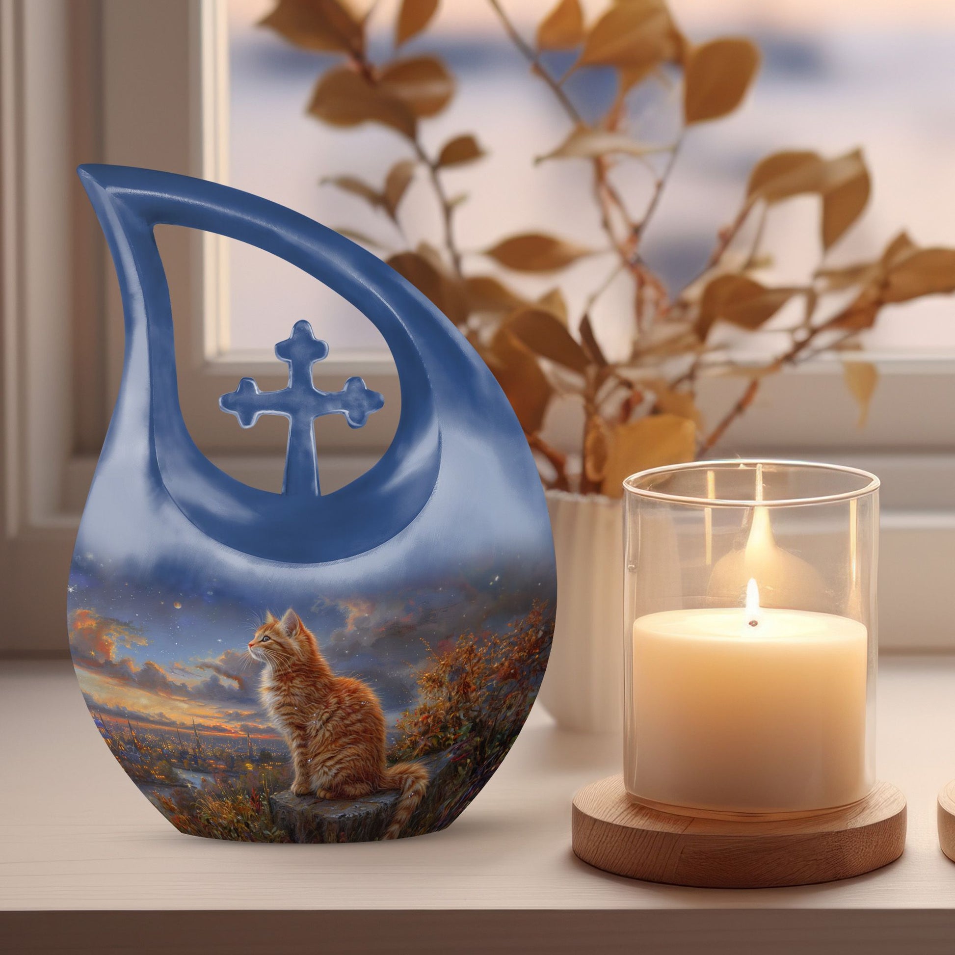 Cat Urns For Ashes - Urn With Keepsake Combo