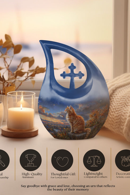 Cat Urns For Ashes - Urn With Keepsake Combo