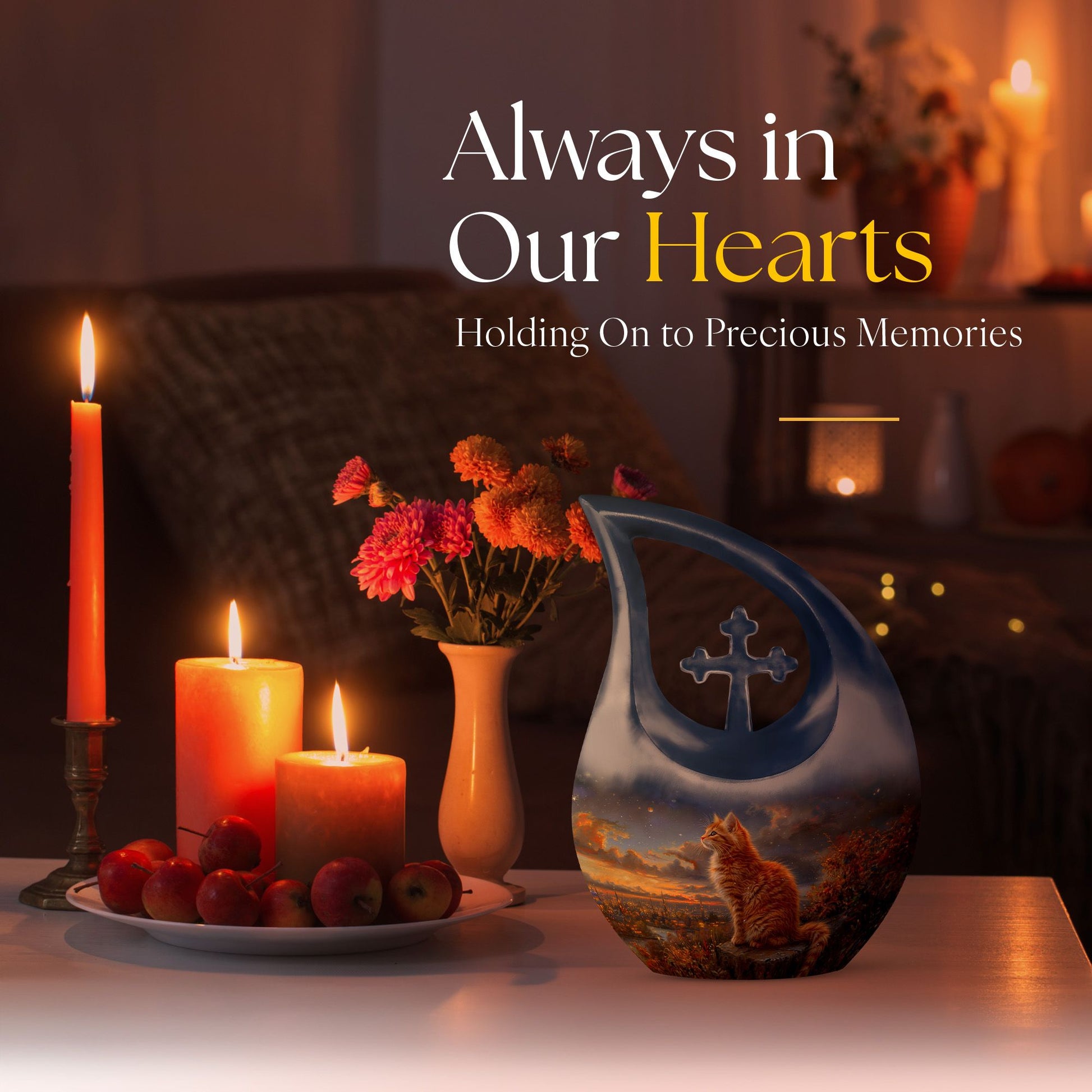 Cat Urns For Ashes - Urn With Keepsake Combo