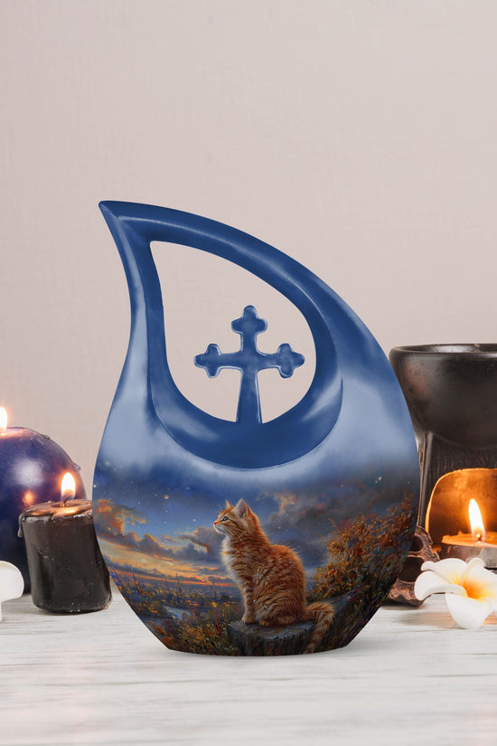 Cat Urns For Ashes - Urn With Keepsake Combo