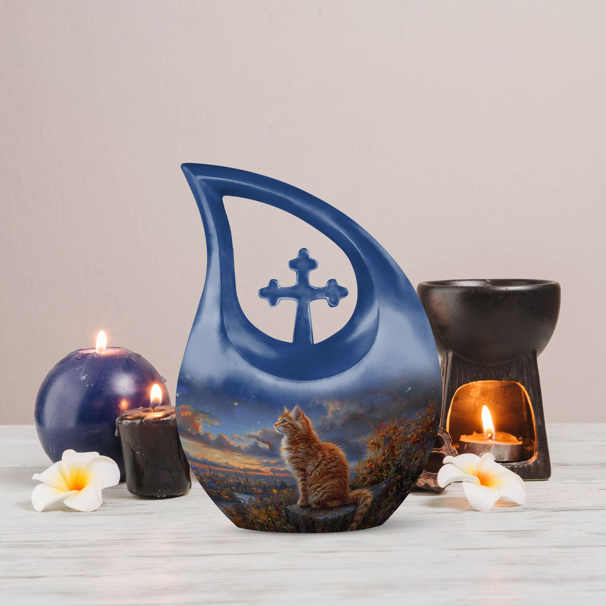 Cat Urns For Ashes - Urn With Keepsake Combo