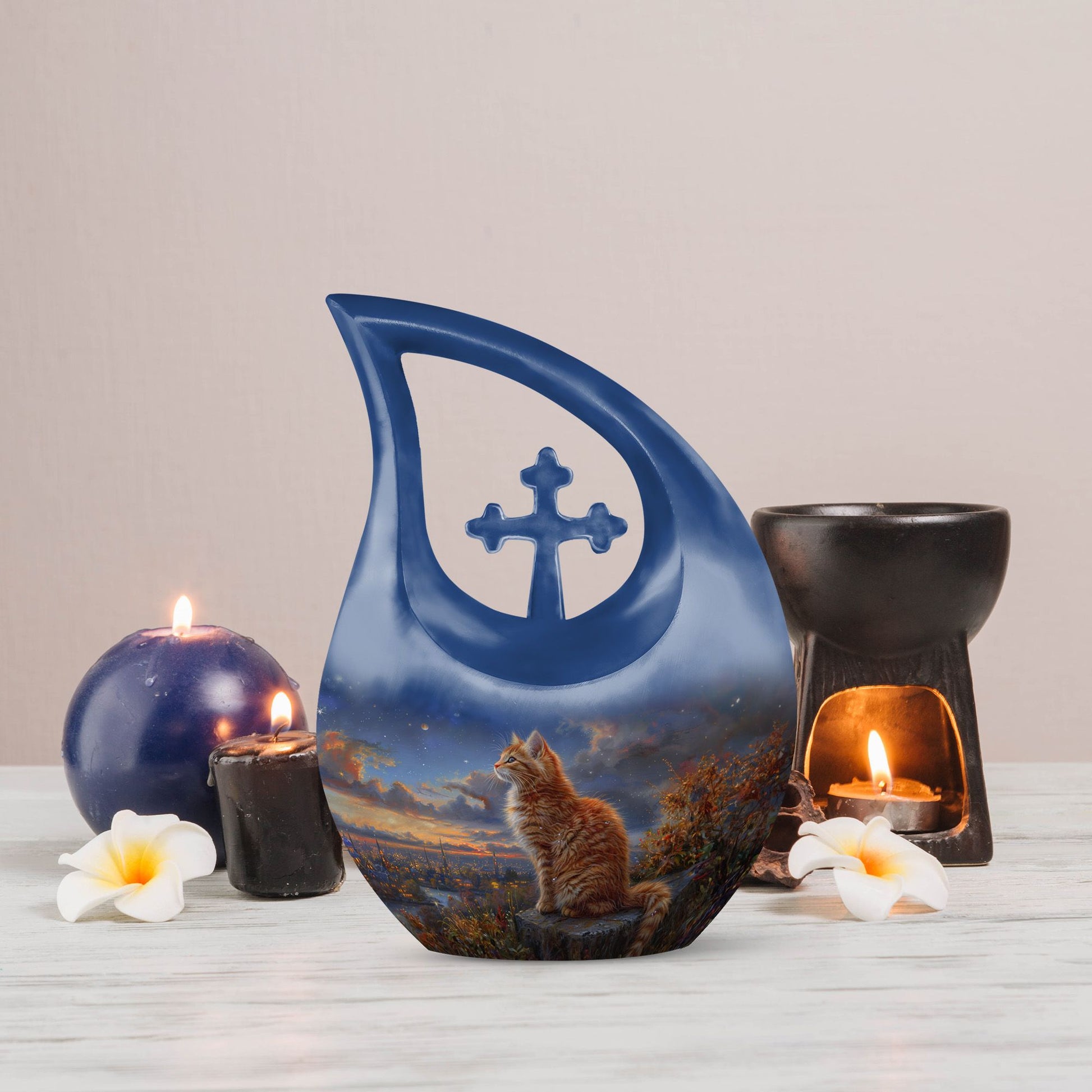 Cat Urns For Ashes - Urn With Keepsake Combo