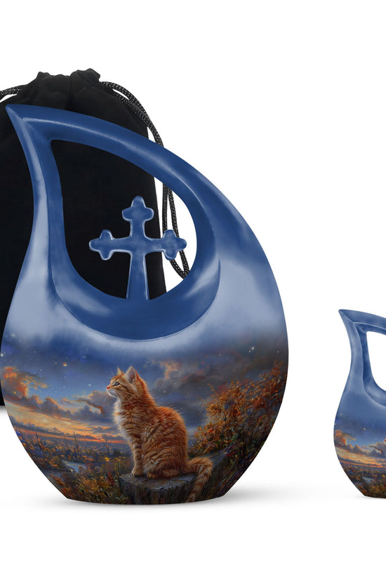 Cat Urns For Ashes - Urn With Keepsake Combo