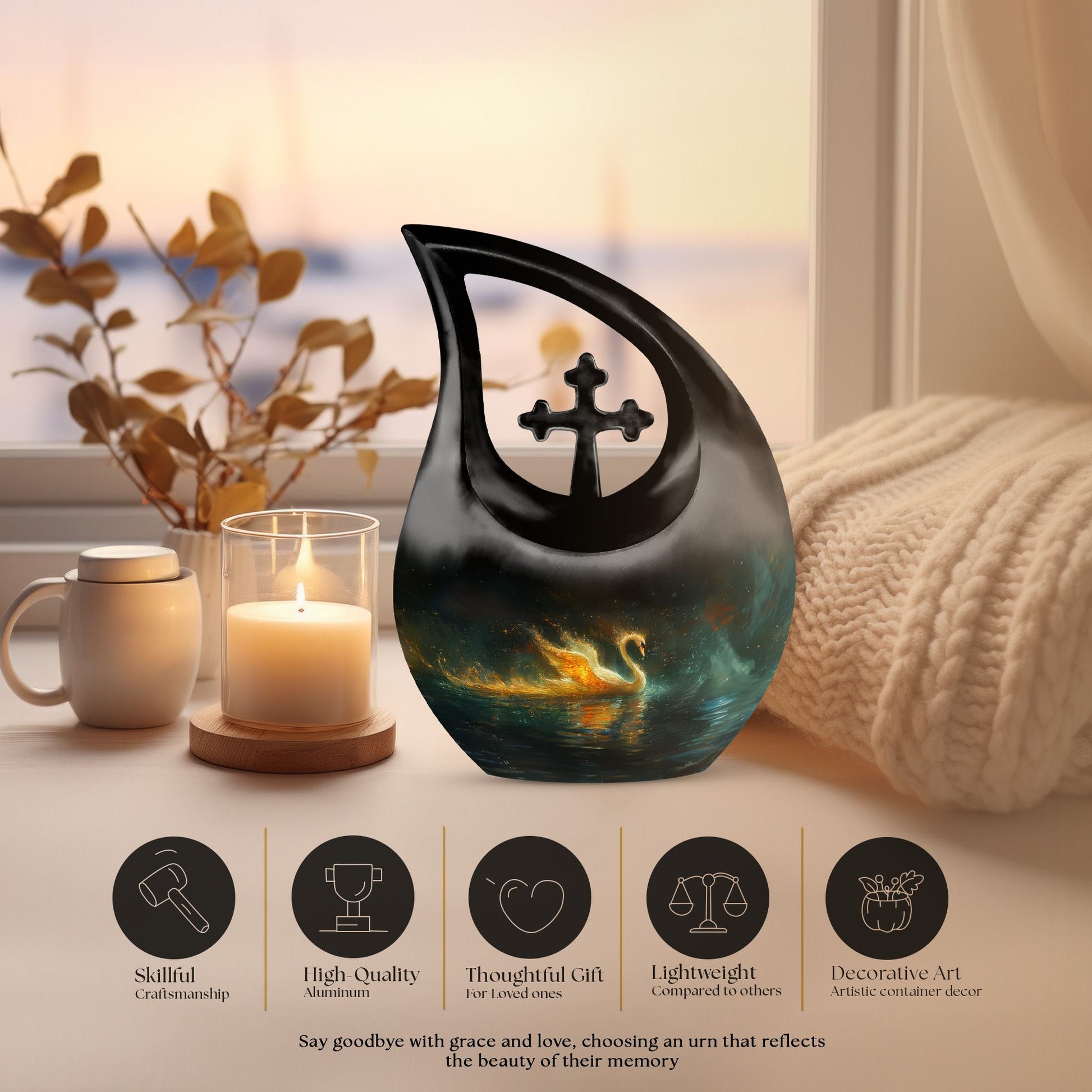 Swan Urns For Ashes - Large Urns For Human Ashes Adult