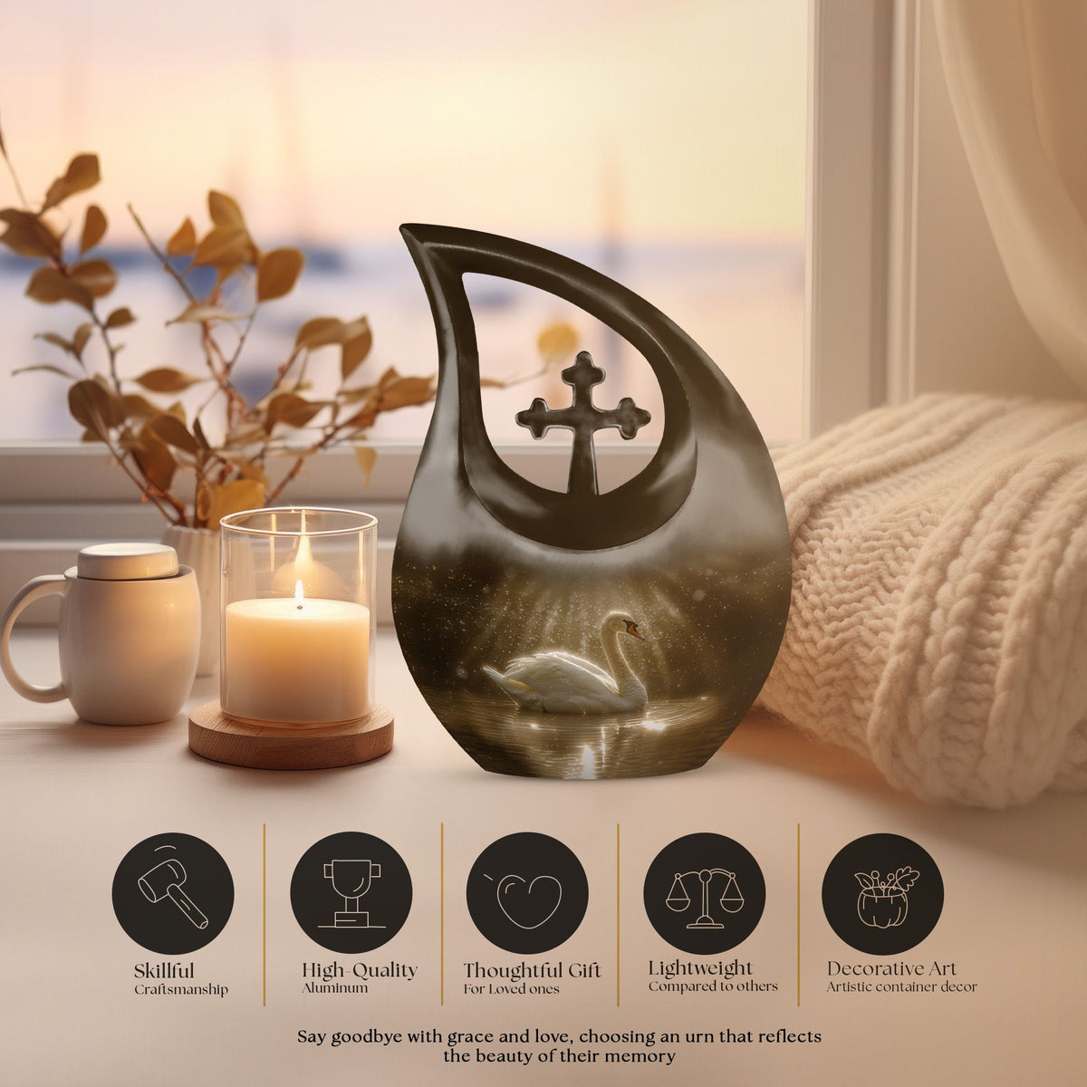 Swan Urns For Ashes - Mini Small Urns For Men