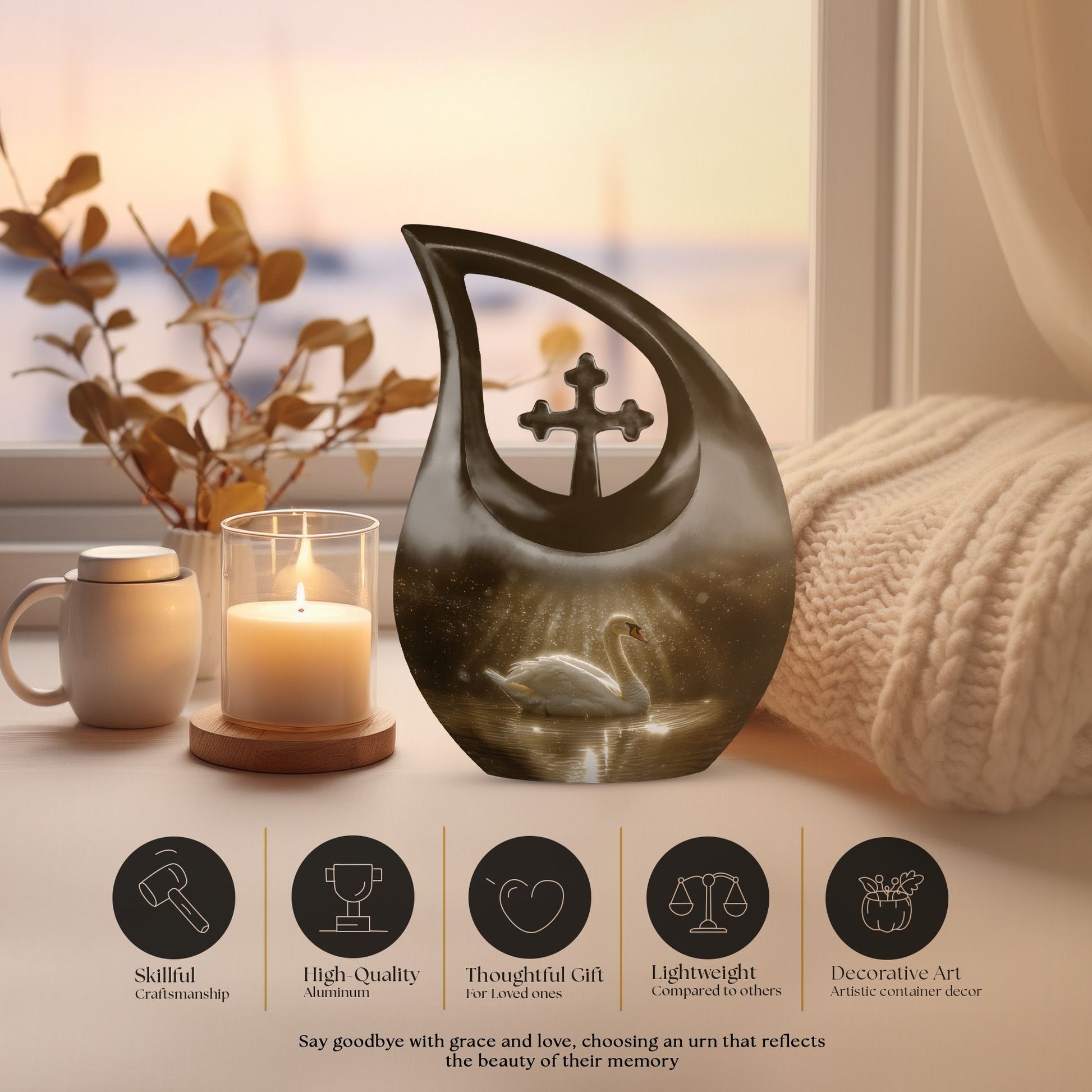 Swan Urns For Ashes - Mini Small Urns For Men
