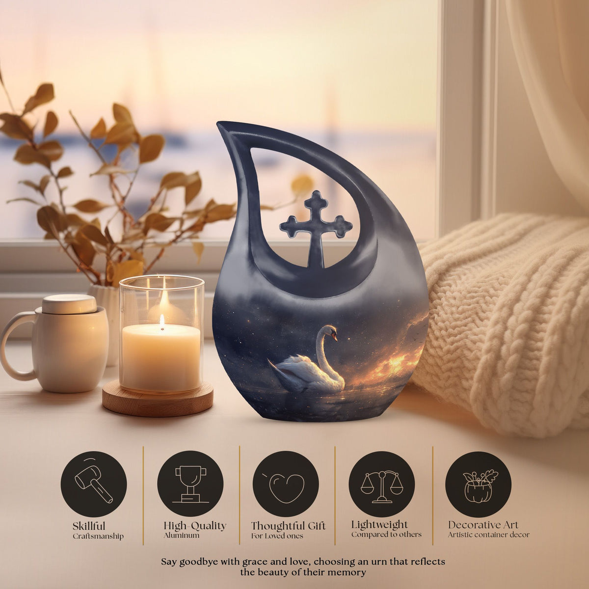 Swan Urns For Ashes - Ashes Keepsake For Men