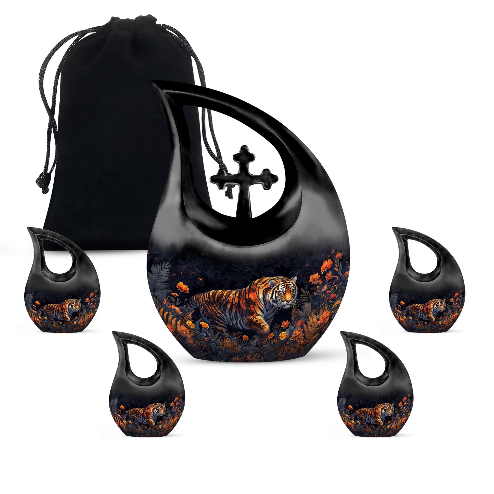 Tiger Urns For Ashes - Cremation Urns Large & Small Combo