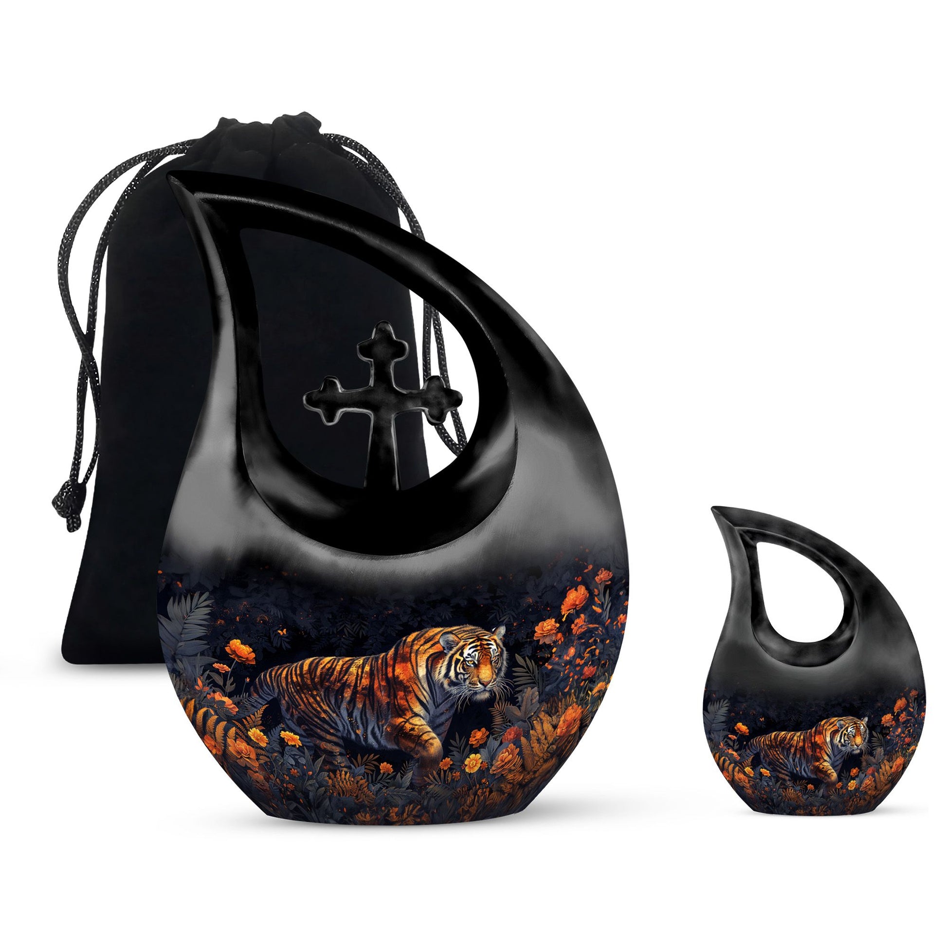 Tiger Urns For Ashes - Cremation Urns Large & Small Combo