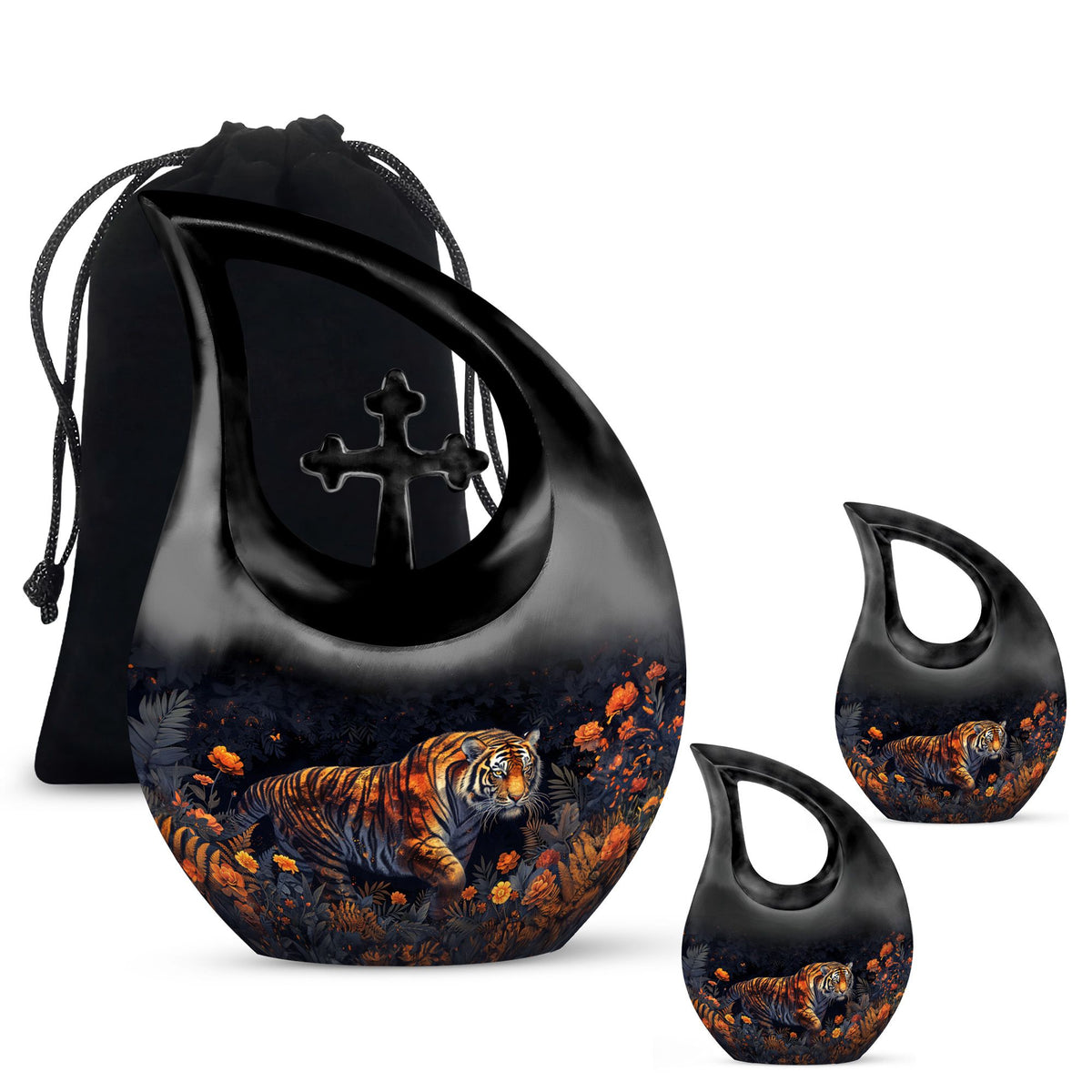 Tiger Urns For Ashes - Cremation Urns Large & Small Combo