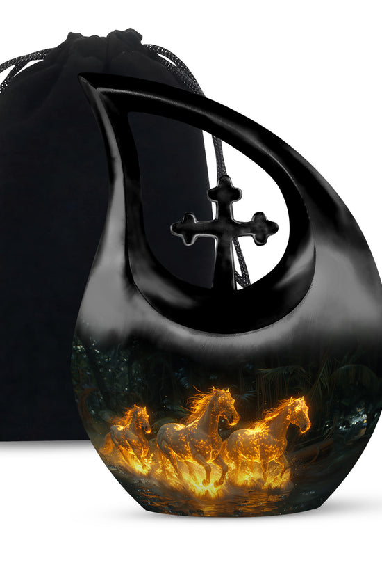 Horse Theme Funeral Urn - Large Memorial Urn For Loved Ones