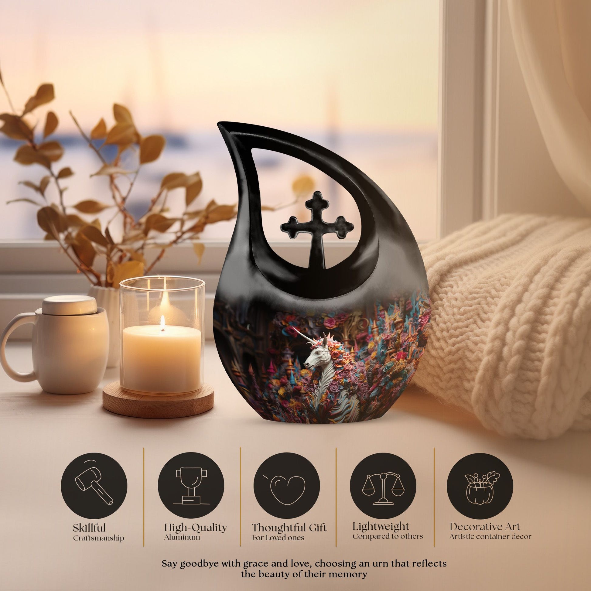 Unicorn Urns For Ashes - Cremation Urns For Human Ashes Adult Black
